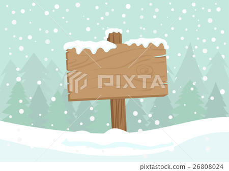 Blank wooden direction sign with snowbackground Blank wooden direction sign with snowbackground 26808024