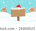 Blank wooden direction sign with snowbackground 26808025