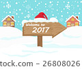 Happy New Year 2017 with wooden direction sign 26808026