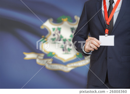 Businessman with USA state flag - Connecticut 26808360