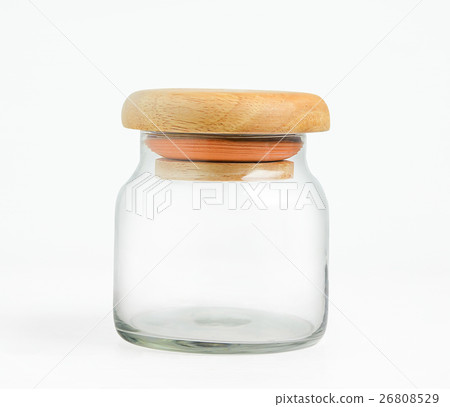 Transparent glass jar with wooden cap 26808529