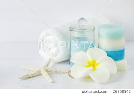 Spa soap with Plumeria flower shape and spa tools Spa soap with Plumeria flower shape and spa tools 26808542