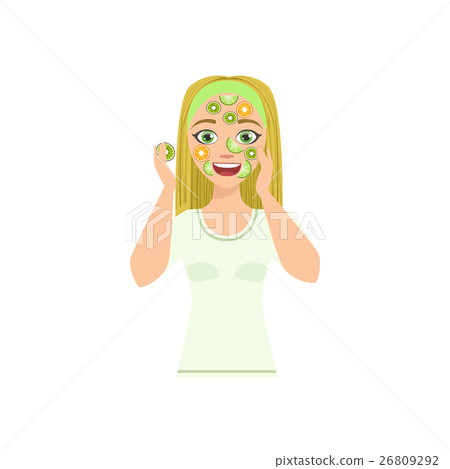 Woman Doing Mask With Citrus Slices Home Spa 26809292
