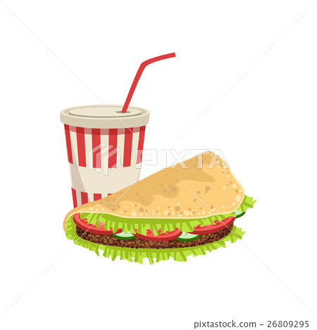 Taco And Soft Drink Street Food Menu Item 26809295