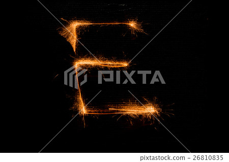 Letter E made of sparklers on black Letter E made of sparklers on black 26810835