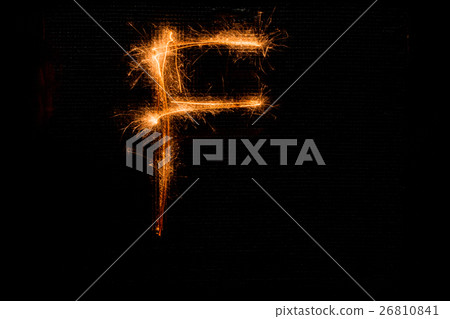 Letter F made of sparklers on black Letter F made of sparklers on black 26810841