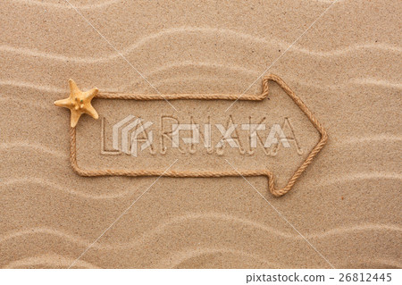 Arrow made of rope and starfish word Larnaca  26812445