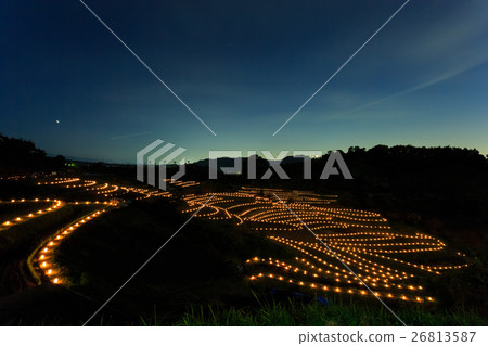 Chihaya Akasaka Village Rice terraced rice terrace Yumari light 26813587