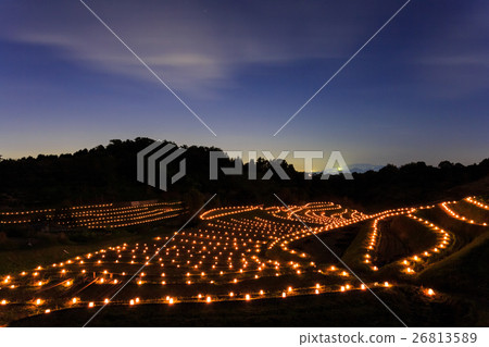 Chihaya Akasaka Village Rice terraced rice terrace Yumari light 26813589