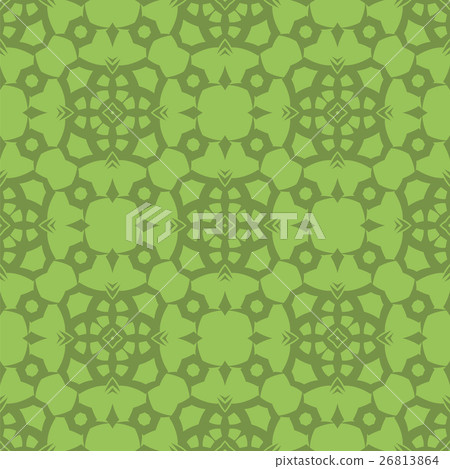 Green Ornamental Seamless Line Pattern 26813864