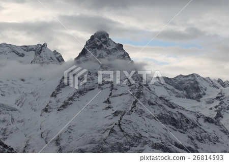 Scenic view of the mountains, ski resort Dombay 26814593