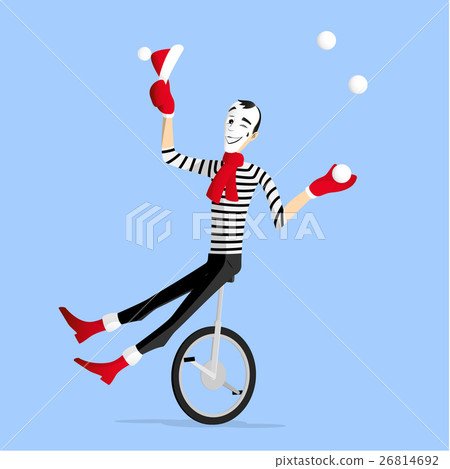 Mime winter preformance on unicycle 26814692