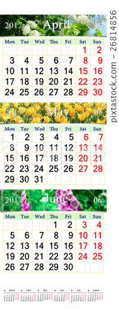 triple calendar for April May and June 2017  26814856