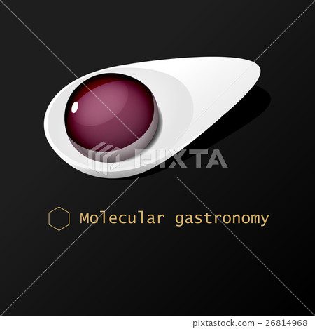 Molecular food ball on white spoon on black 26814968