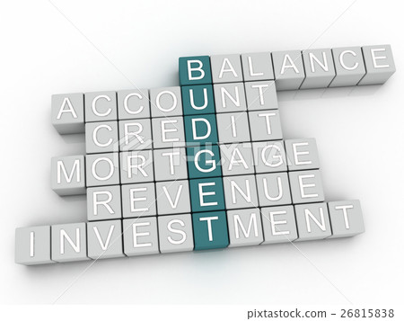 3d image BUDGET issues concept word cloud 3d image BUDGET issues concept word cloud 26815838