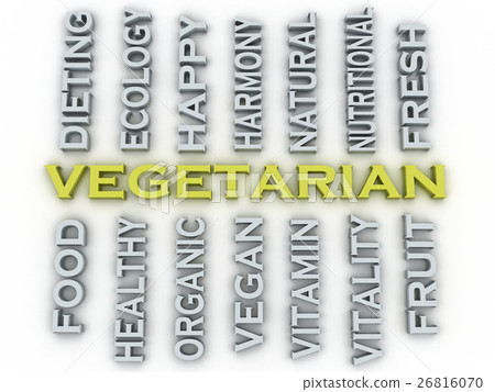 3d image Vegetarian issues concept word cloud 3d image Vegetarian issues concept word cloud 26816070