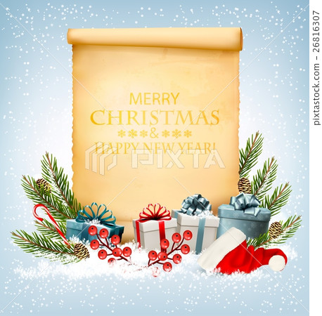 Holiday Christmas background with a gift boxes  26816307