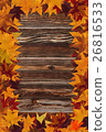 maple leaves and wooden background 26816533