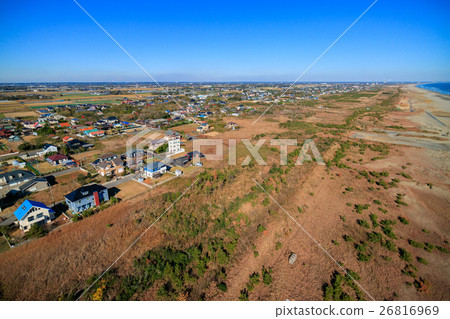 山武市Shirahata Hon Suisuma海灘的鳥瞰圖 26816969