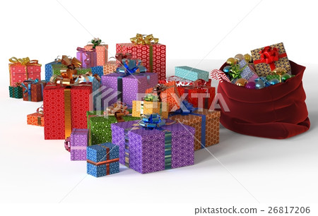Christmas Gifts 3D Illustration Isolated On White 26817206