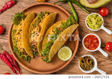 炸玉米餅設置墨西哥食物墨西哥食物炸玉米餅 26817316