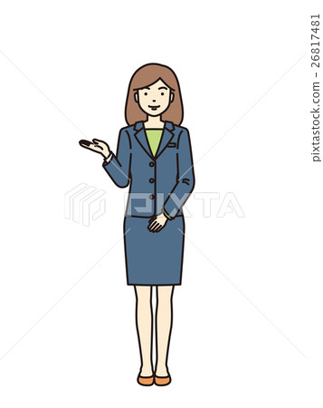 Female employee who points to the right Female employee who points to the right 26817481
