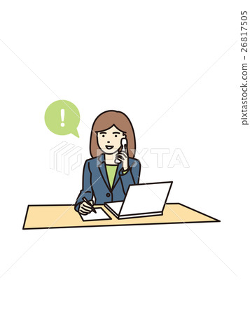 Female employees who support telephone Female employees who support telephone 26817505