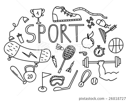 Vector Illustration Set Fitness And Sport Doodles Stock Illustration 26818727 Pixta