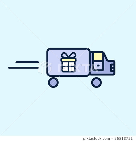 Icon truck carries gift box. Delivery, shipping. Icon truck carries gift box. Delivery, shipping. 26818731