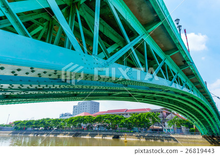 Steel construction from under the bridge. Steel construction from under the bridge. 26819443