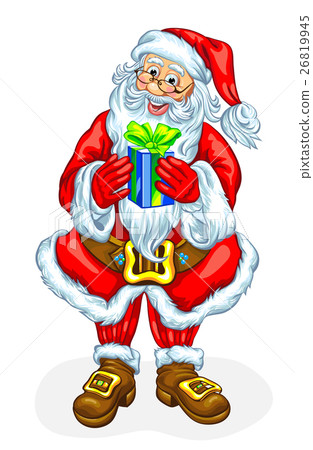 Friendly Santa Claus with gift box 26819945