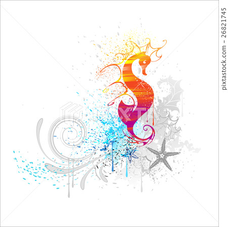 sea horse drawn with paint sea horse drawn with paint 26821745