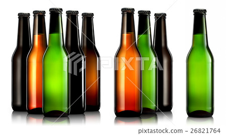 Set of beer bottles isolated Set of beer bottles isolated 26821764