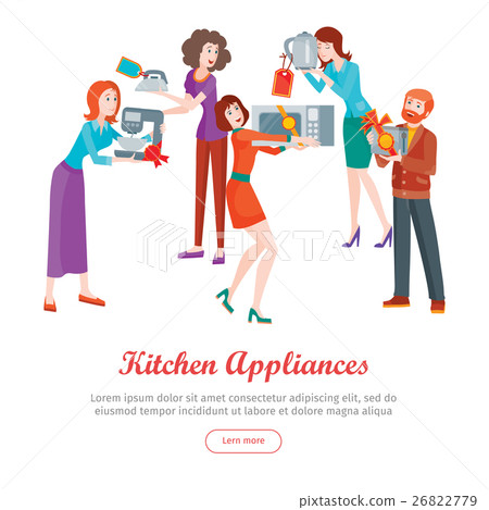 Kitchen Appliances. Set of People on Store Sale. 26822779
