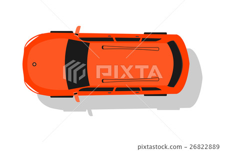Red Car Top View Flat Design Vector Illustration 26822889