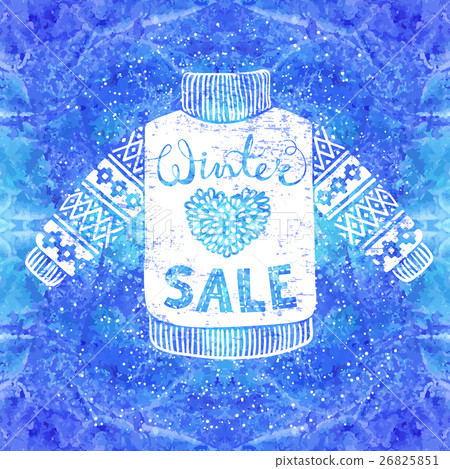 Winter Special banner or label with knitted woolen 26825851