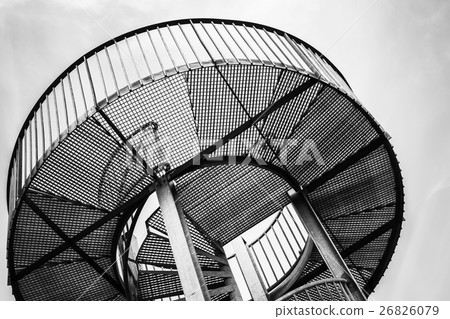 Round metal tower with internal spiral stairway 26826079
