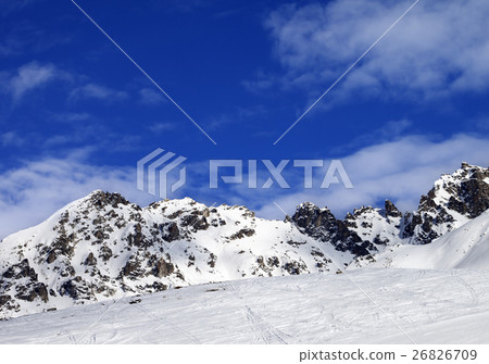 Off-pistei slope at sun winter day 26826709