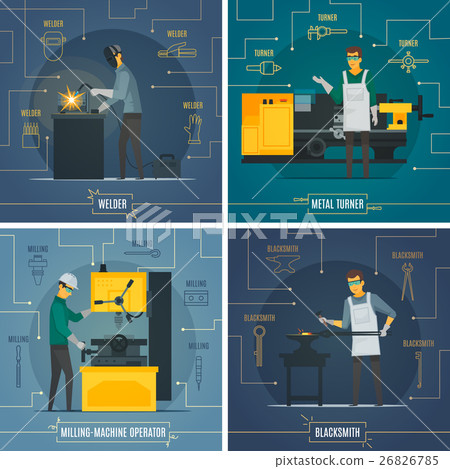 Metalworking Infographic Elements 4 Flat Icons  26826785