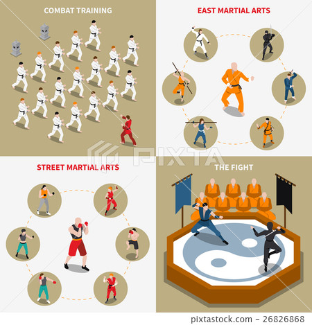 Martial Arts People Isometric 2x2 Icons Set Martial Arts People Isometric 2x2 Icons Set 26826868