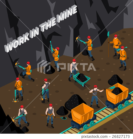 Miner People Isometric Composition 26827173