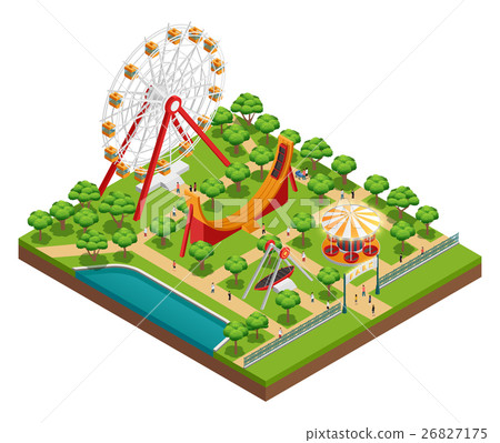 Amusement Park Isometric Composition  26827175