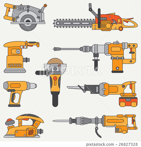 Line flat vector icon set with building electrical 26827328