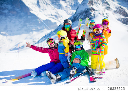 Ski and snow fun. Family in winter mountains. 26827523