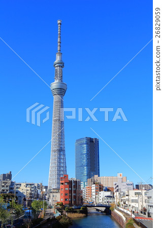 Tokyo sky tree and east tower in clear weather 26829059