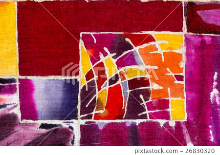 Squares, colorful abstraction, fragment, hot batik 26830320