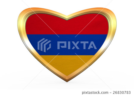 Flag of Armenia in heart shape, golden frame Flag of Armenia in heart shape, golden frame 26830783
