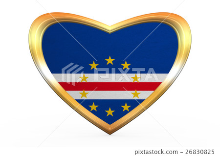 Flag of Cape Verde in heart shape, golden frame 26830825