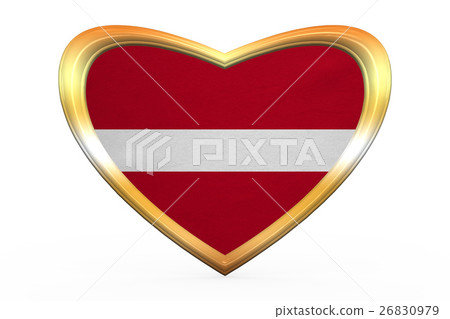 Flag of Latvia in heart shape, golden frame 26830979