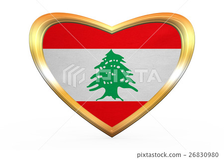 Flag of Lebanon in heart shape, golden frame Flag of Lebanon in heart shape, golden frame 26830980
